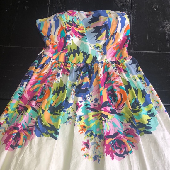 COLORFUL/WHITE STRAPLESS DRESS - Picture 2 of 4